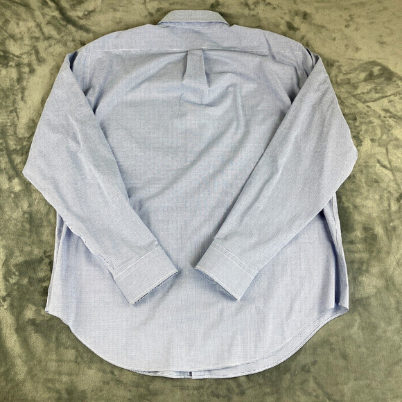 Lauren Ralph Lauren Shirt Men's 17-1/2 (36-37) Blue/White Check Long Sleeve - Picture 7 of 7